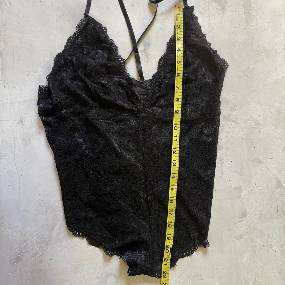 Sheer Black Lace Teddy Bodysuit Sz M Romantic Boudoir Coquette Lingerie - Picture 6 of 6
